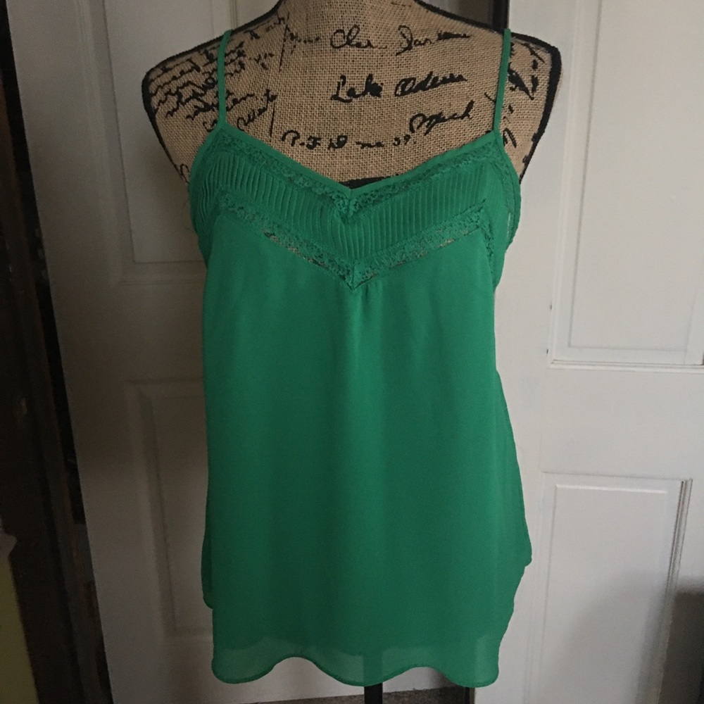 Naked Zebra Green Chiffon Lace Tank